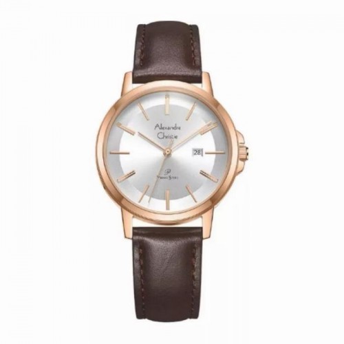 Alexandre Christie AC 1036 Rosegold White Leather Lady LDLRGSL